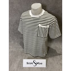 Yeni Sezon Beyaz Çizgili Cep Detaylı T-Shirt