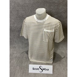 Yeni Sezon Kahverengi Çizgili Cep Detaylı T-Shirt