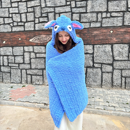 Stitch kapüşonlu battaniye