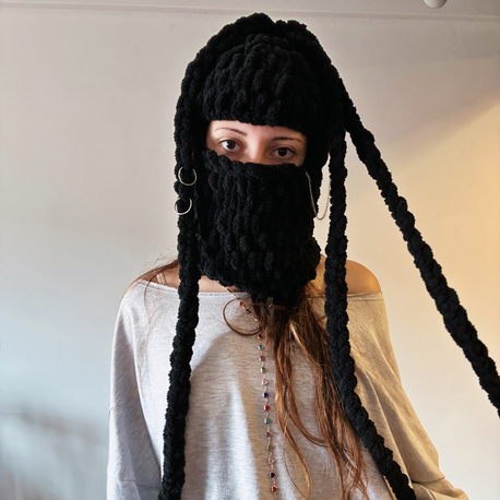 Aksesuarlı Örgü saç balaclava