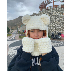 Oversize Krem Ayıcık Balaclava