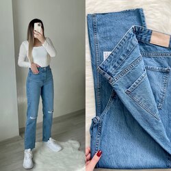 Zara Ultra Yüksek Bel Kesik Paça Mavi Mom Jean 
