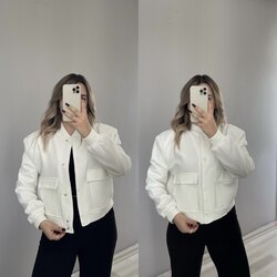 Zara Model Beyaz Bomber Ceket