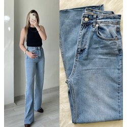 Zara Ultra Yüksek Bel Açık Mavi Wide Leg Jean