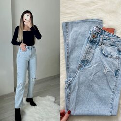 Zara Ultra Yüksek Bel Kesik Paça Mavi Mom Jean