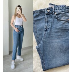 Zara Ultra Yüksek Bel Mavi Mom Jean