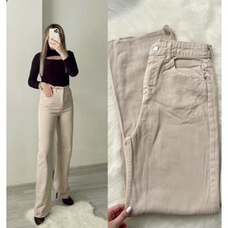 Zara Ultra Yüksek Bel Bej Wide Leg Jean 