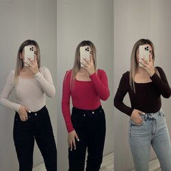 Kare Yaka Bodysuit(Renk Seçimi Yapın)