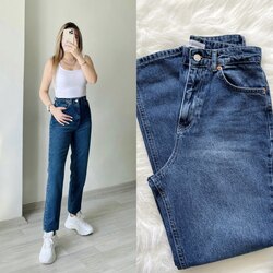 Zara Ultra Yüksek Bel Lacivert Mom Jean