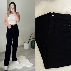 Zra Ultra Yüksek Bel Siyah Wide Leg Jean 