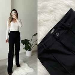 Pull&Bear Yüksek Bel Siyah Kumaş Pantolon
