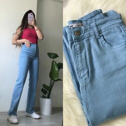 ZR Ultra Yüksek Bel Likralı Mavi Straight Jean
