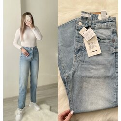 Pullbear Yüksek Bel Mavi Mom Jean
