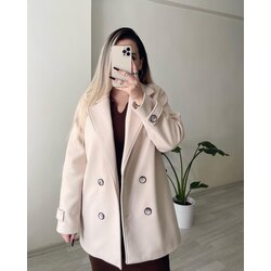 Blazer Model Taş Rengi Kaşe Kaban