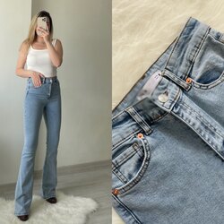 Zara Kar Yıkama Yüksek Bel İspanyol Jean