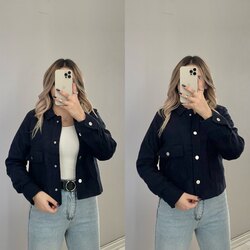 Zara Lacivert Kaşe Bomber Ceket