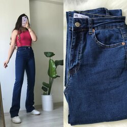 ZR Ultra Yüksek Bel Lacivert Likralı Straight Jean