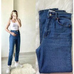 Zara Ultra Yüksek Bel Likralı Mavi Mom Jean