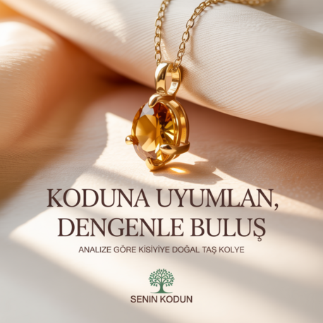 Koduna Özel Sitrin Doğal Taş Kolye | Para Taşı – Bolluk & Bereket Enerjisi