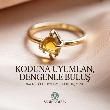 Koduna Özel Sitrin Doğal Taş Yüzük | Para Taşı – Bolluk & Bereket Enerjisi