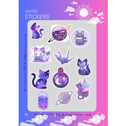 Mor tasarımlı sticker set