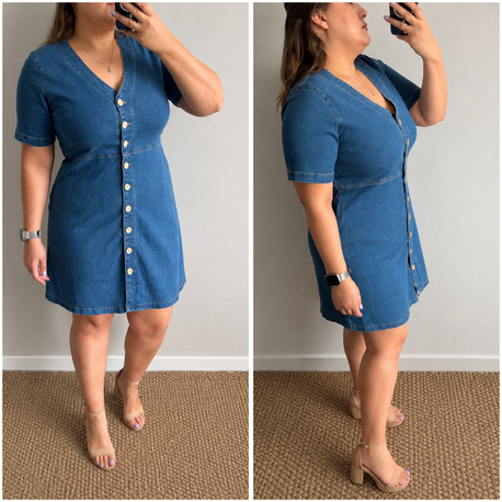 Hafif Çan Model Cepli Denim Elbise