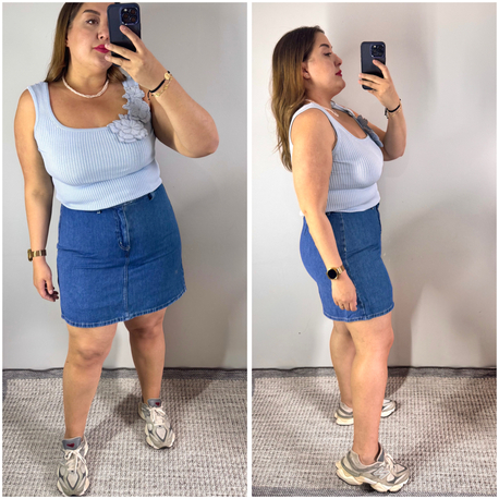 Koyu Mavi Denim Bel Lastik Detay Şort Etek