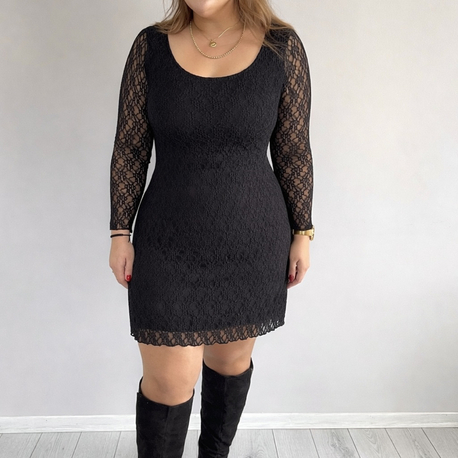 Dantelli Mini U Yaka Elbise 