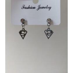 unisex çelik superman küpeler