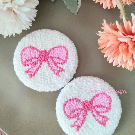 Punch Işlemeli Pembe Fiyonk Araba Bardak Altlığı 7 Cm 2'li,araç Içi Aksesuarı
