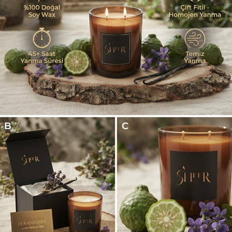 Sheer Luxury Peranights Serisi %100 Doğal Soya Wax Cam Mum