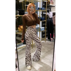 Zebra Desen İspanyol Paça Tayt