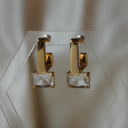Kesme Taşlı Gold Küpe