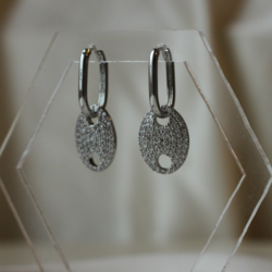 Silver Zirkon Taşlı Button Halka Küpe2