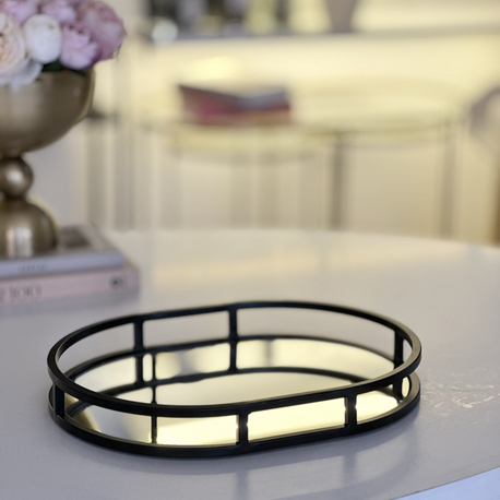 Oval Metal Tepsi Siyah