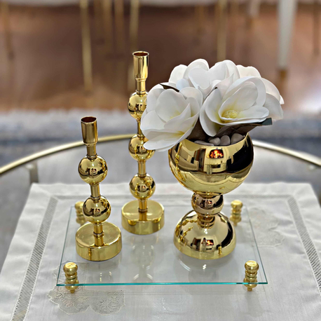 Dekoratif Tepsili Gold Set