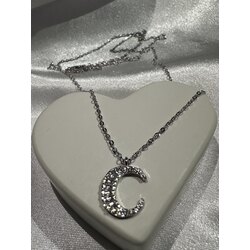 925 Ayar Zirkon Taşlı C Harf Kolye 