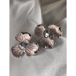 Silver & Pembe Çiçek Vip Küpe 