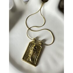 Bereket Balığı Gold Çelik Kolye 