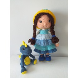 Amigurumi bebek 30 cm ve dino 