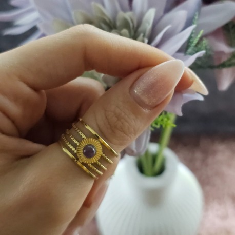 Kahverengi Taşlı Gold Renk Vintage Ayarlanabilir Yüzük