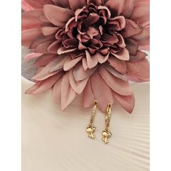 Taşlı Gold Lale Küpe