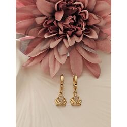 Taçlı Gold Küpe