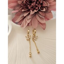 Sallantılı Gold Kelebek Küpe