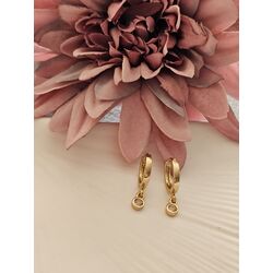 Mini Taşlı Gold Küpe