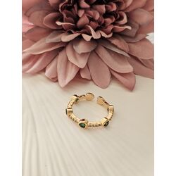 Yeşil Kalpli Gold Yüzük