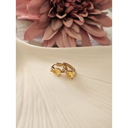 Sarı Taşlı Gold Küpe
