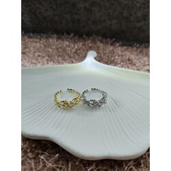 Zirkon Taşlı Pembe Kalp ve Çiçek Detaylı Ayarlanabilir Yüzük