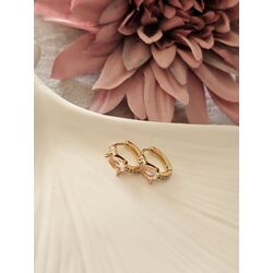 Pembe Taşlı Gold Küpe