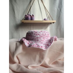 Pembe Beyaz Bucket Şapka